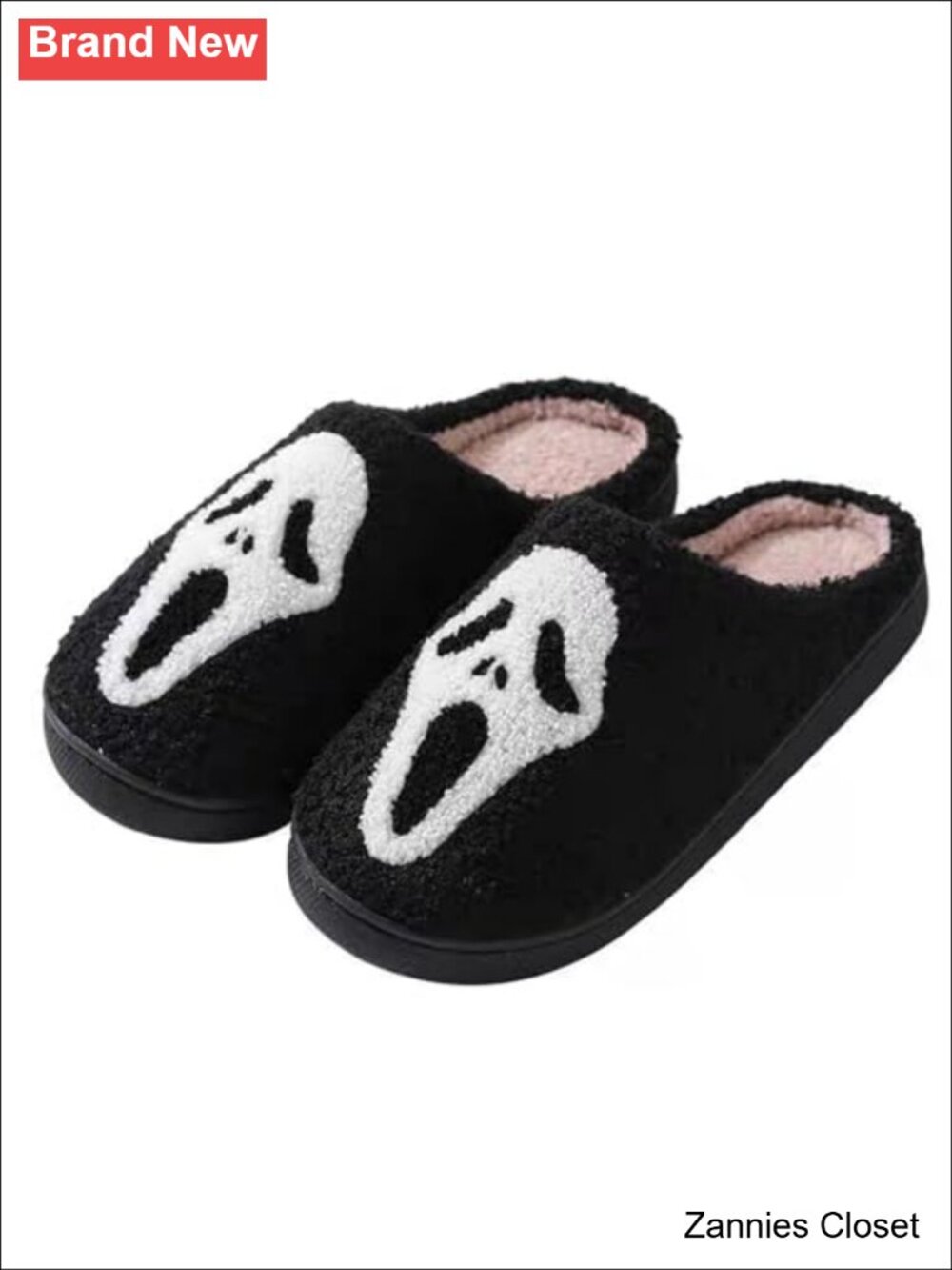 👻 Ghost Slippers Plush Slip-On Cozy Warm Halloween House Shoes
